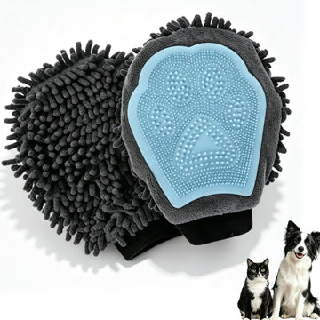 Dual-Sided Pet Grooming Glove – Chenille Microfiber