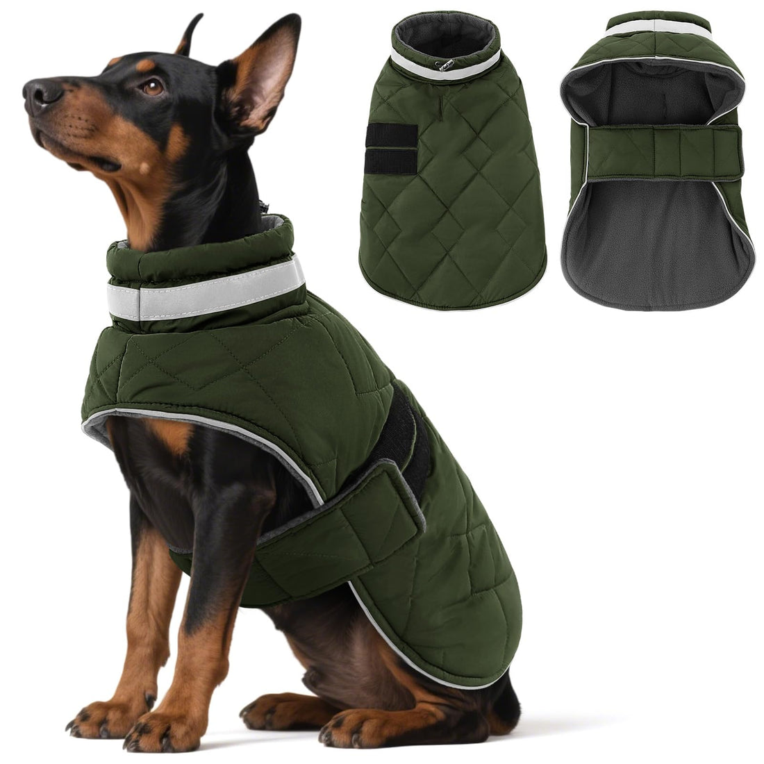 Winter Padded Dog Jacket – Windproof Water-Resistant 3-Layer Coat for Small to Large Pets