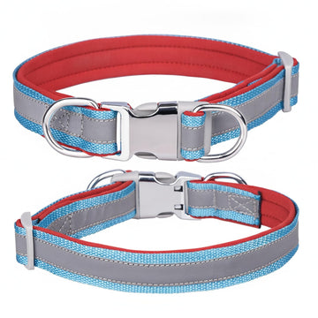 Easy-Fit Reflective Dog Collar with Metal Buckle – Adjustable Polyester for Low-Light Safety
