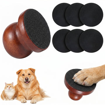 Pet Nail File with 6 Replaceable Discs – Wooden Handle Scratch Board