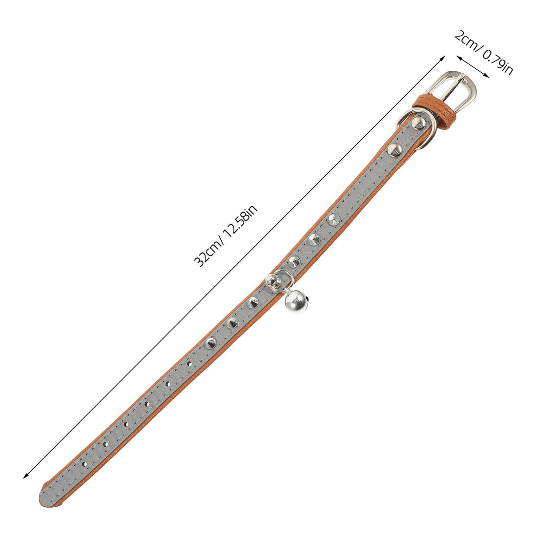 Adjustable Reflective PU Leather Pet Collar with Rivets and Bell for Parties and Daily Wear