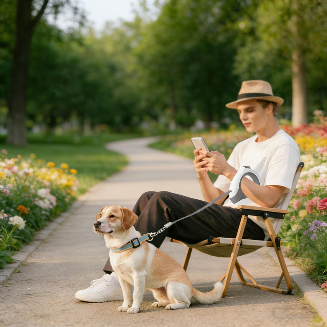 Retractable Tape Dog Leash with Ergonomic Handle and 360° Rotating Hook