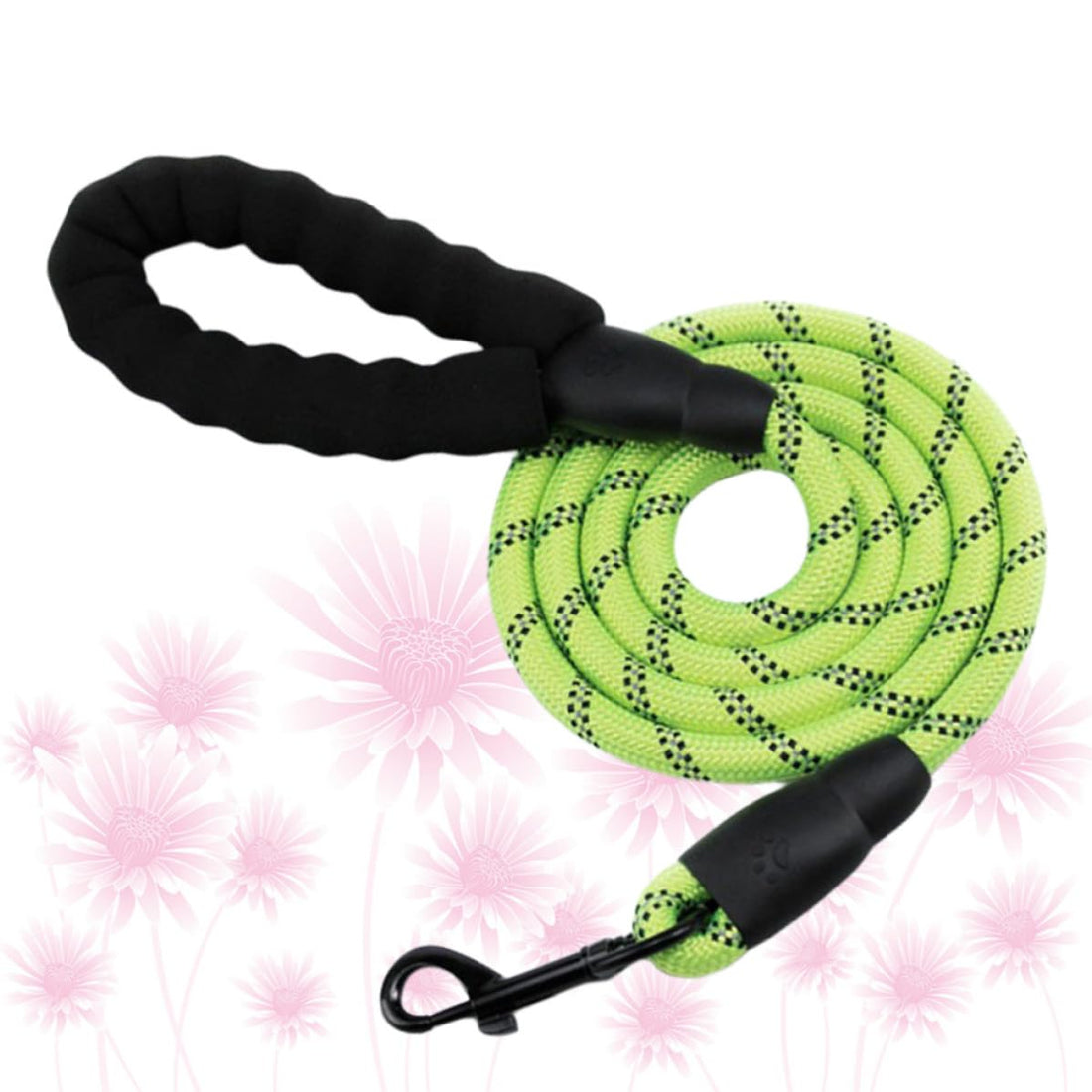Reflective Round Nylon Dog Leash with Padded Handle for Walking and Hiking