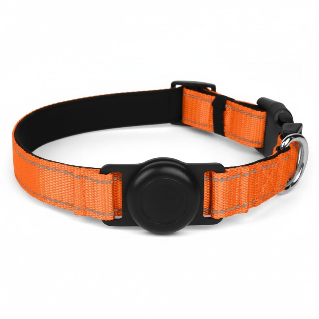 Reflective Nylon Dog Collar with Device Holder – Adjustable Fit for Active Pets