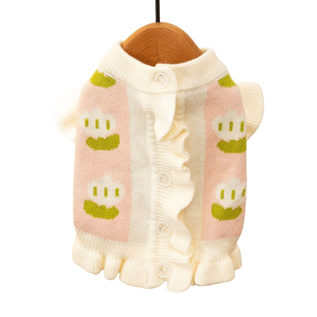 Tulip Flower Pattern Winter Dog Sweater – Warm Knit Pullover for Small to Medium Breeds